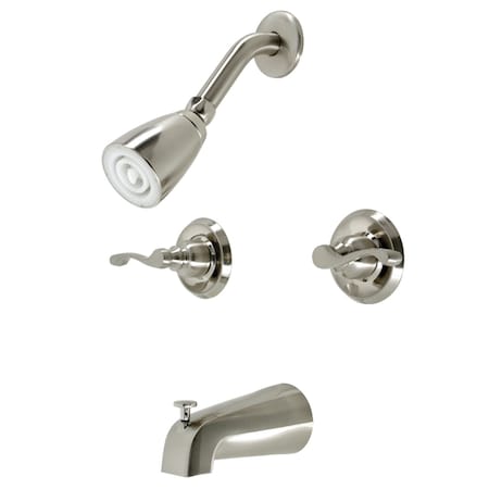 Kingston Brass Two-Handle Tub and Shower Faucet, Brushed Nickel KB248FL